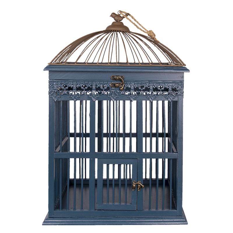 Clayre & Eef Décoration de cage 40x32x60 cm Bleu Bois Rectangle