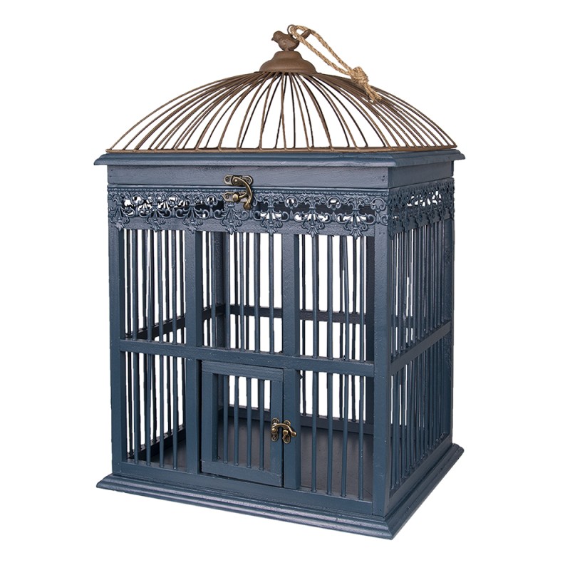 Clayre & Eef Décoration de cage 40x32x60 cm Bleu Bois Rectangle