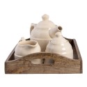 Clayre & Eef Tea Set 27x22x16 cm Beige Brown Wood
