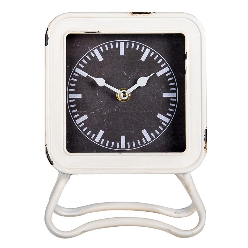 Clayre & Eef Table Clock 16x22 cm White Metal