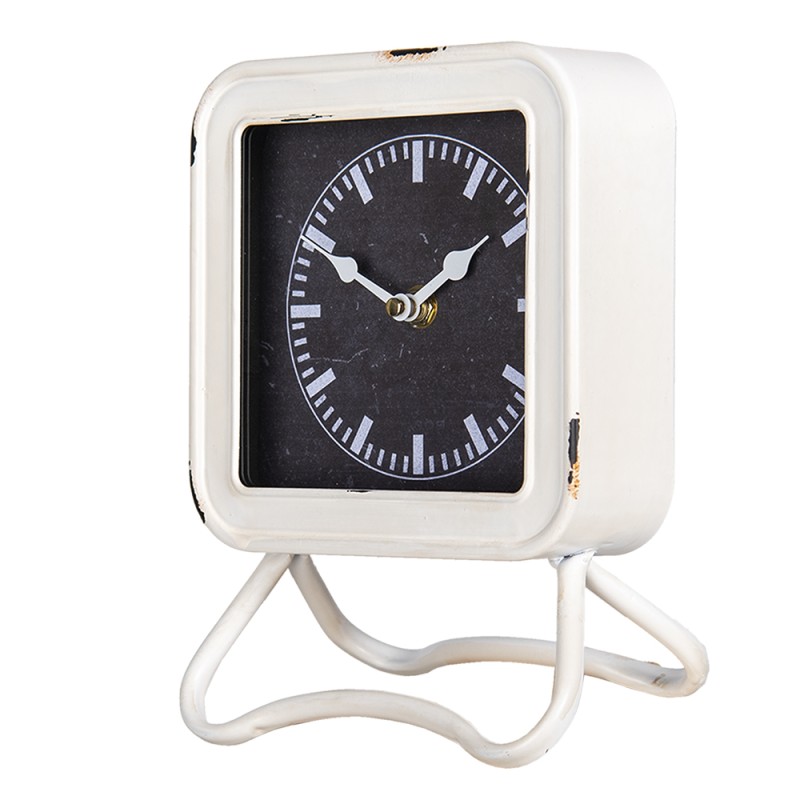 Clayre & Eef Table Clock 16x22 cm White Metal