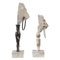 Clayre & Eef Decorative Figurine Set of 2 Lion White Black Wood Iron