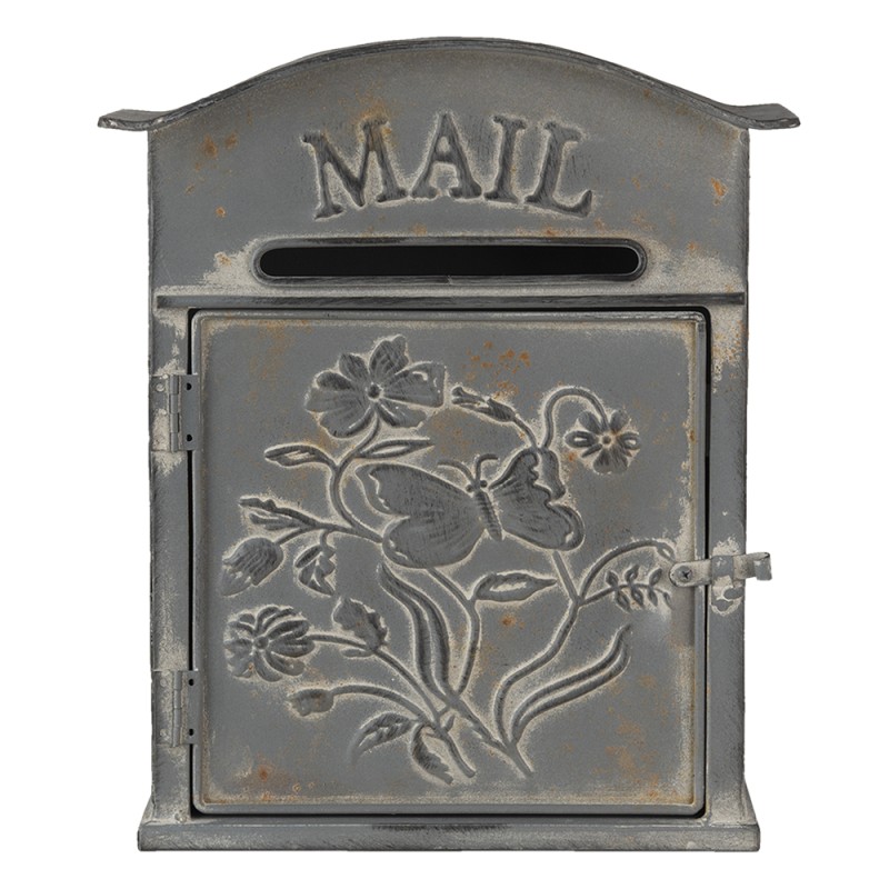 Clayre & Eef Boîte aux lettres 26x10x31 cm Gris Métal Rectangle Mail