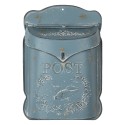 Clayre & Eef Mailbox 26x8x39 cm Blue Metal Rectangle Post