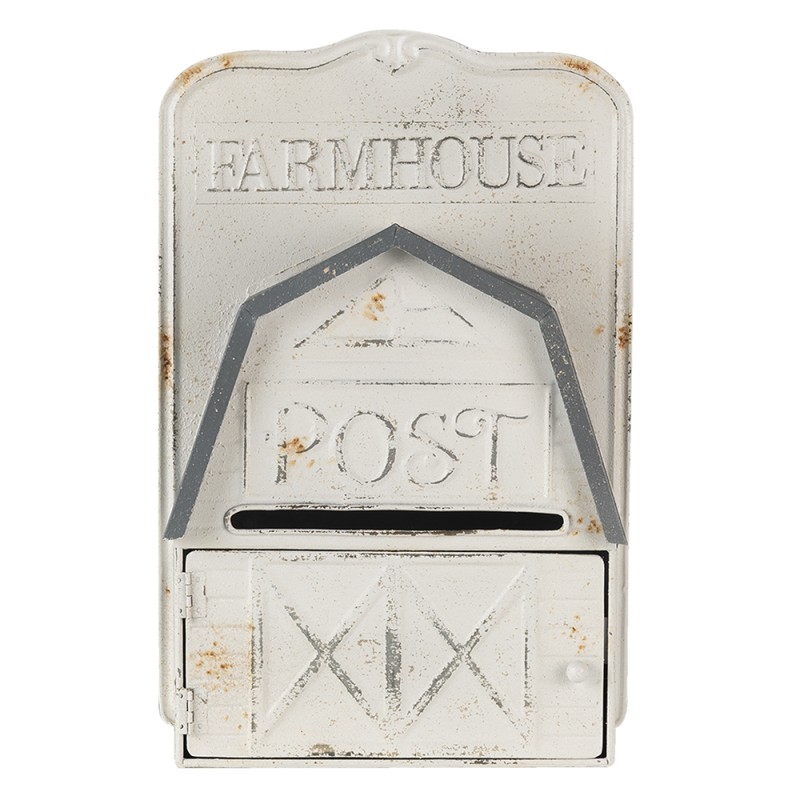 Clayre & Eef Boîte aux lettres 26x12x39 cm Blanc Métal Rectangle Farmhouse post