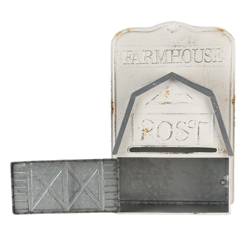 Clayre & Eef Briefkasten 26x12x39 cm Weiß Metall Rechteck Farmhouse Post