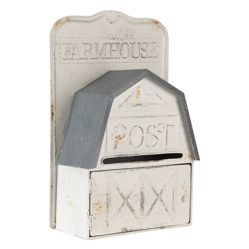 Clayre & Eef Briefkasten 26x12x39 cm Weiß Metall Rechteck Farmhouse Post