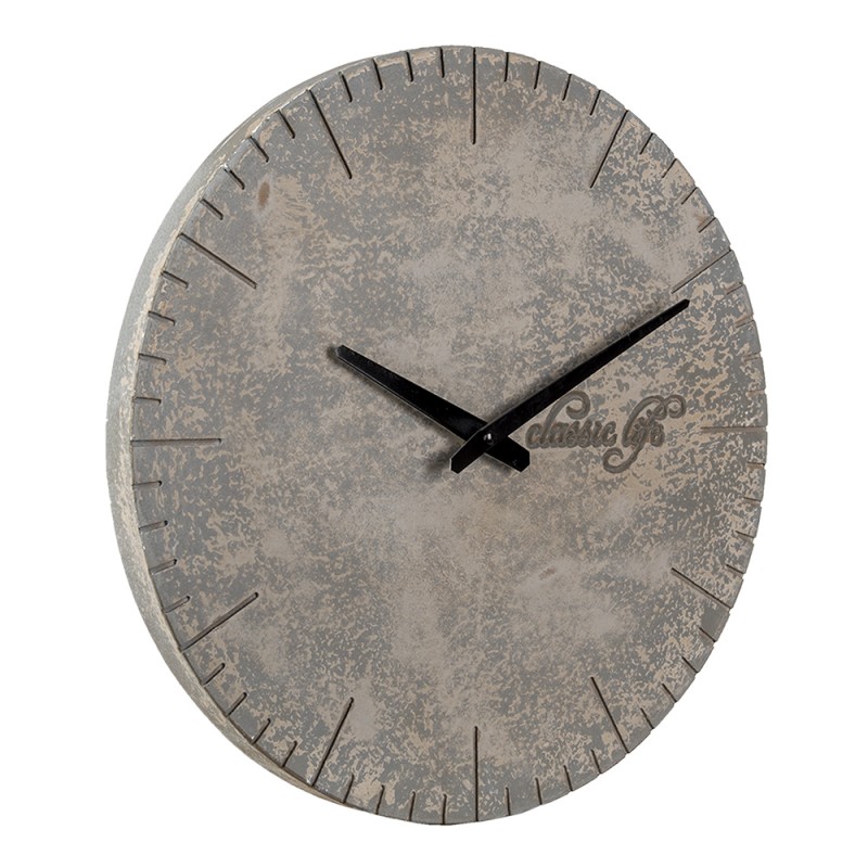 Clayre & Eef Wall Clock Ø 40 cm Grey MDF Round
