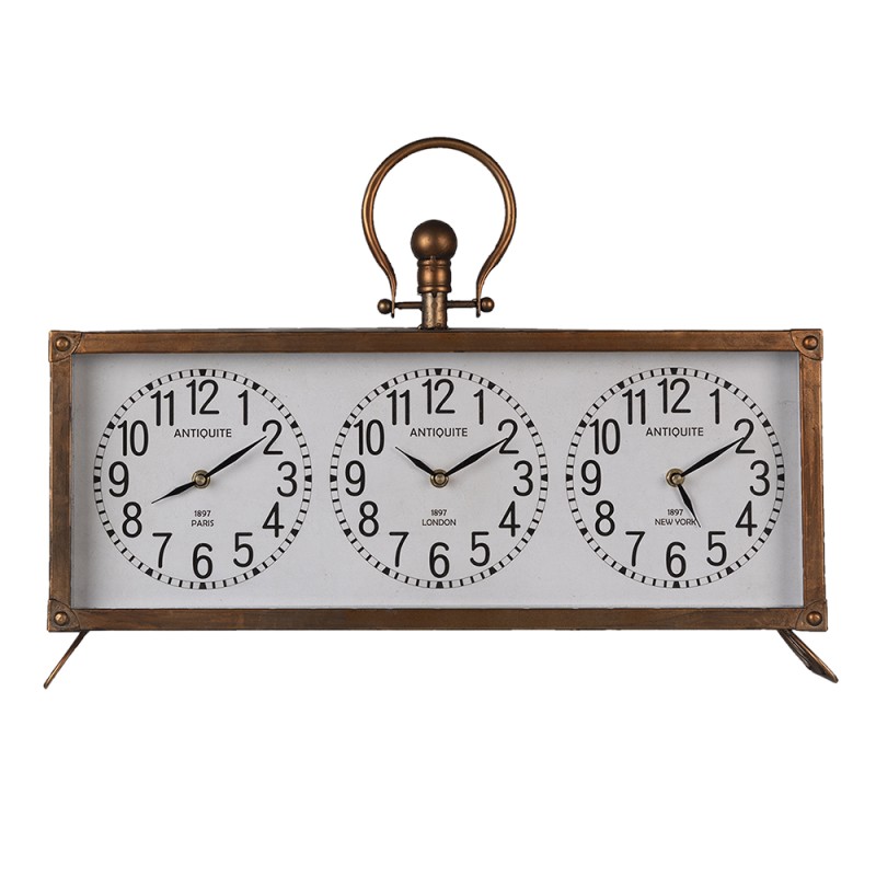 Clayre & Eef Table Clock 56x45 cm  Copper colored Iron Glass