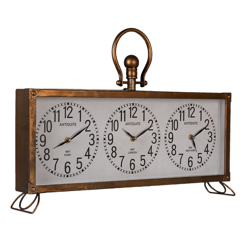 Clayre & Eef Horloge de table 56x45 cm  Couleur cuivre Fer Verre