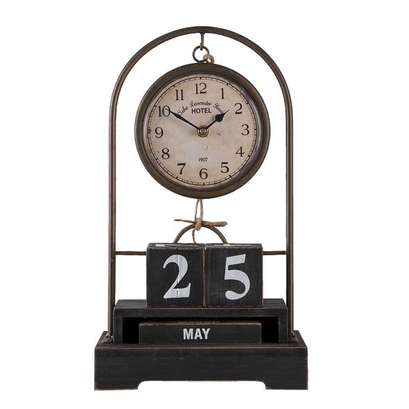 Clayre & Eef Floor Clock 23x39 cm Black Iron Glass