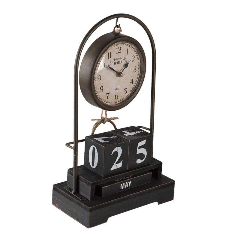 Clayre & Eef Stehende Uhr 23x39 cm Schwarz Eisen Glas