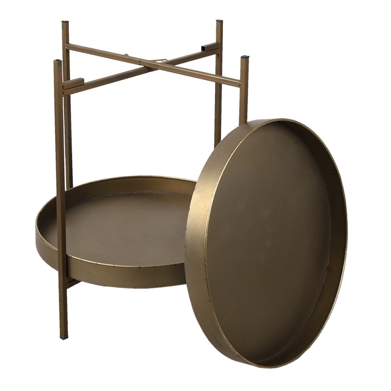 Clayre & Eef Table d'appoint Ø 52x60 cm Couleur cuivre Métal Rond
