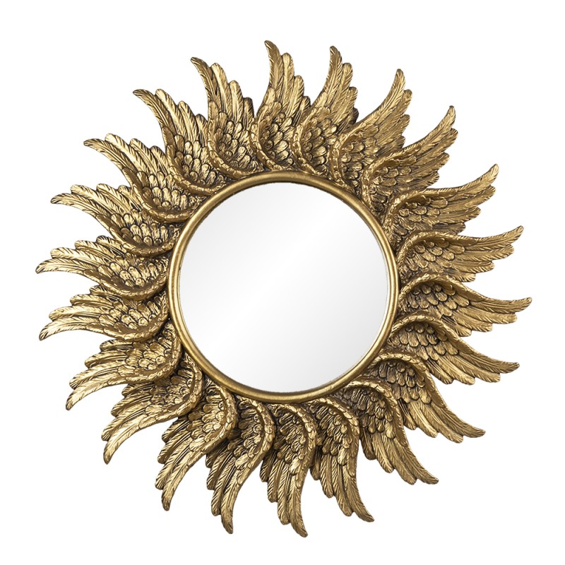 Clayre & Eef Mirror Ø 47 cm Gold colored Plastic Round Wings