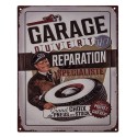 Clayre & Eef Text Sign 20x25 cm Beige Brown Iron Garage