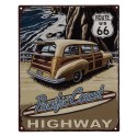 Clayre & Eef Text Sign 20x25 cm Beige Iron Car Route 66