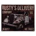 Clayre & Eef Text Sign Car 25x20 cm Brown Iron Rustys Delivery