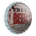 Clayre & Eef Plaque de texte Ø 33 cm Rouge Beige Fer Free Beer