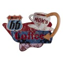 Clayre & Eef Wall Decoration 60x40 cm Red Blue Iron Moms Coffee