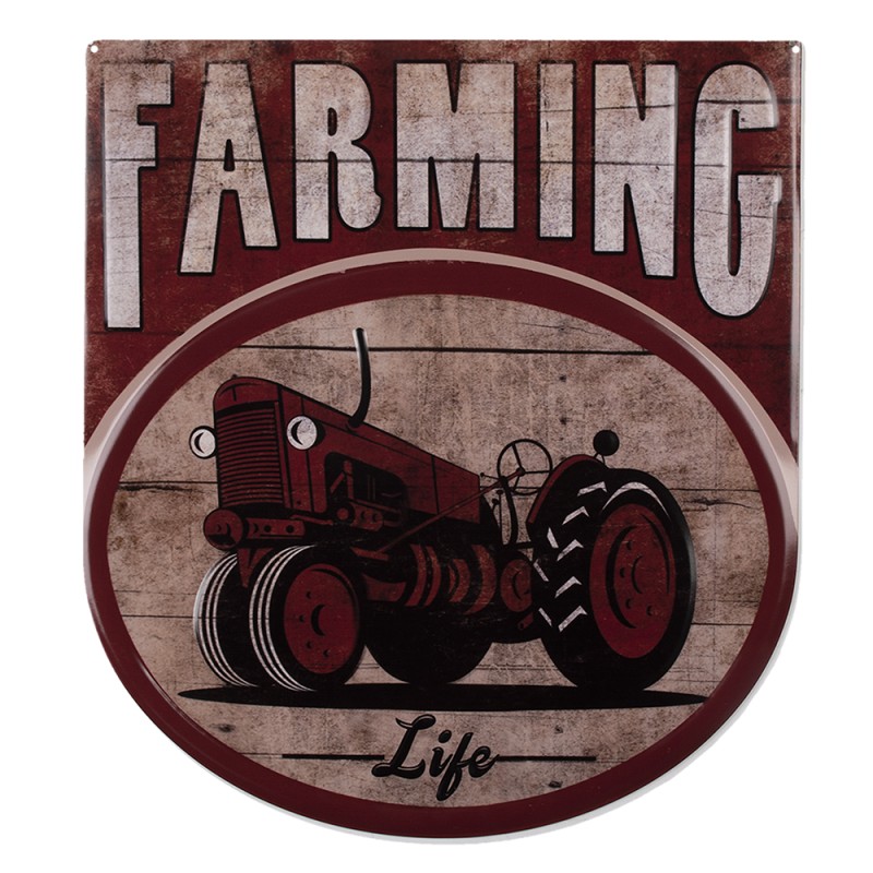 Clayre & Eef Targhetta con testo 50x56 cm Rosso Ferro Farming
