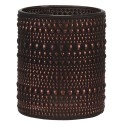 Clayre & Eef Tealight Holder Ø 9x10 cm Copper colored Black Glass Round