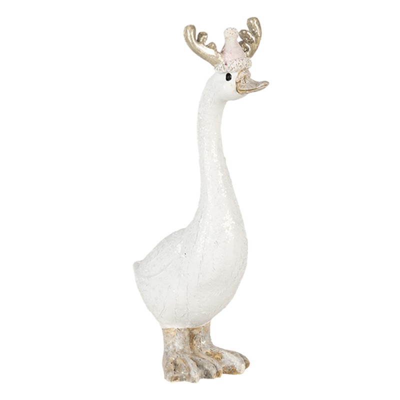 Clayre & Eef Figurine Duck 6x3x11 cm White Polyresin