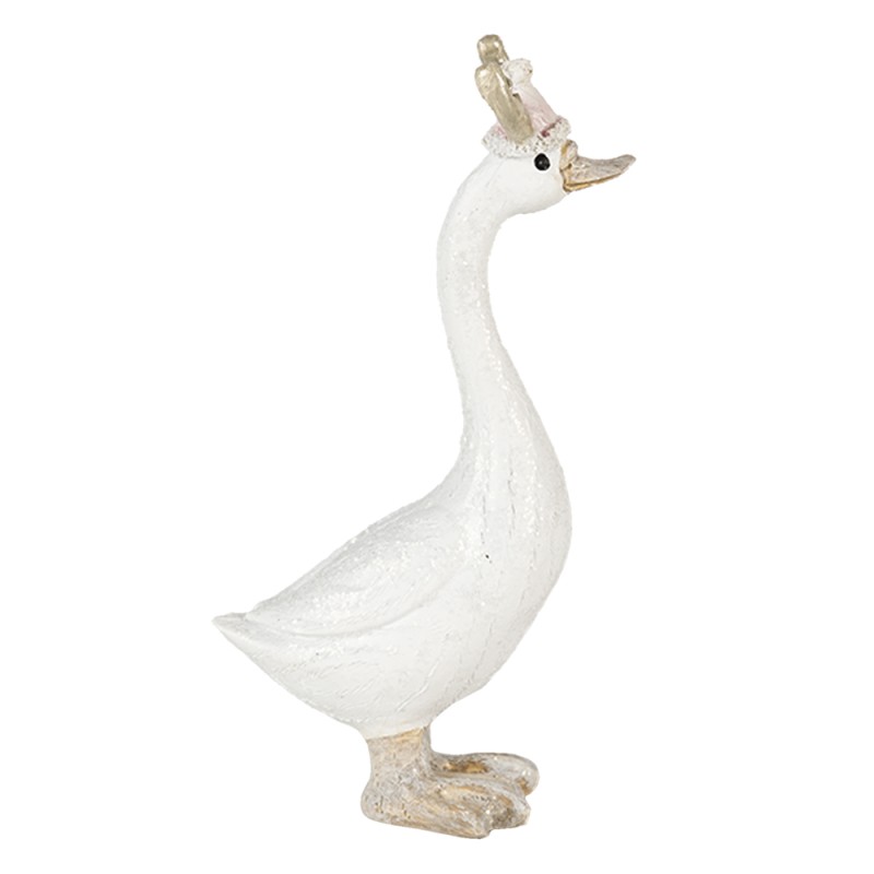 Clayre & Eef Figurine Duck 6x3x11 cm White Polyresin