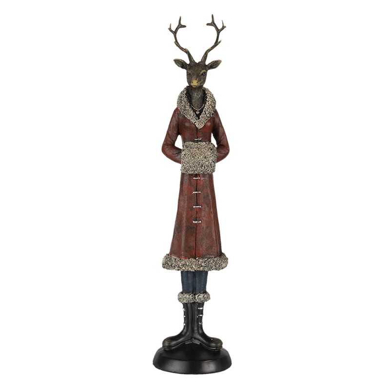 Clayre & Eef Figurine Deer 8x8x35 cm Red Polyresin