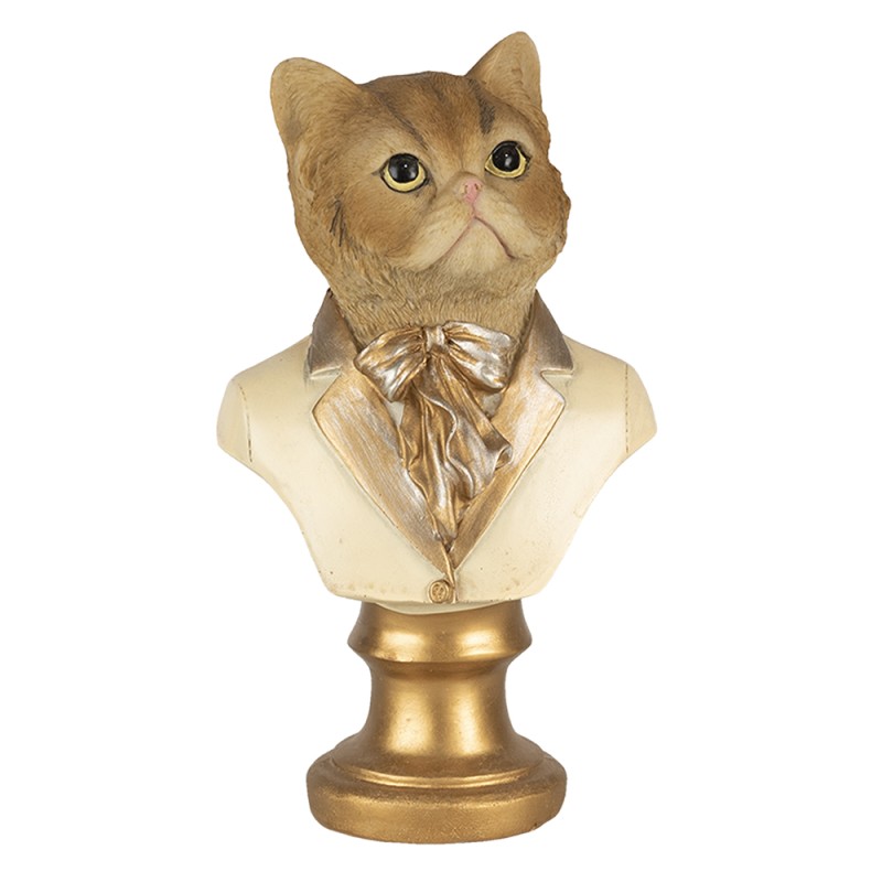 Clayre & Eef Figurine Cat 10x7x17 cm Beige Gold colored Polyresin