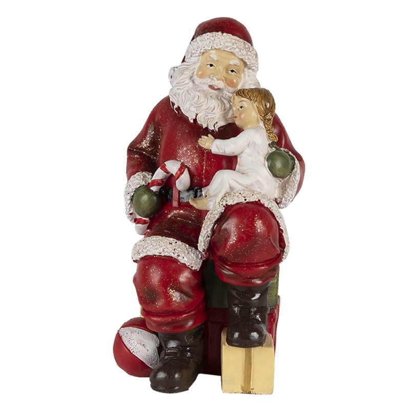Clayre & Eef Figur Weihnachtsmann 9x9x18 cm Rot Polyresin