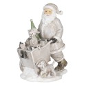 Clayre & Eef Figurine Santa Claus 12x8x15 cm Silver colored Polyresin