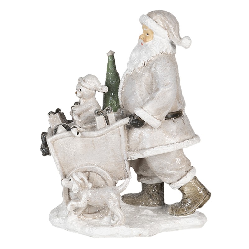 Clayre & Eef Figur Weihnachtsmann 12x8x15 cm Silberfarbig Polyresin