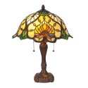 2LumiLamp Tiffany Tafellamp 5LL-5390 Ø 40*50 cm E27/max 2*60W Groen Glas in lood Driehoek Tiffany Bureaulamp