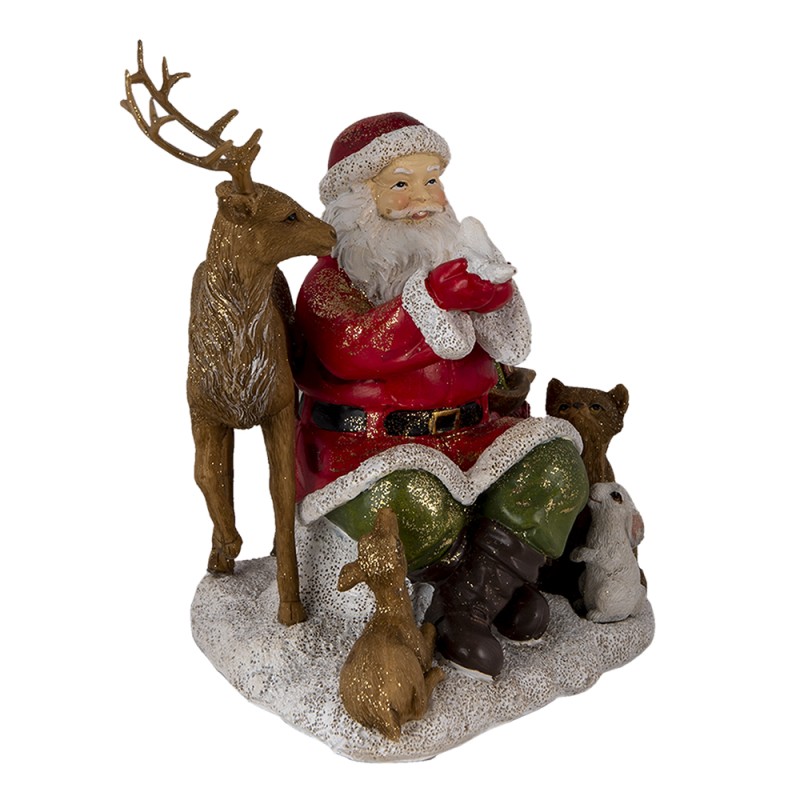 Clayre & Eef Figur Weihnachtsmann 18x13x19 cm Rot Braun Polyresin