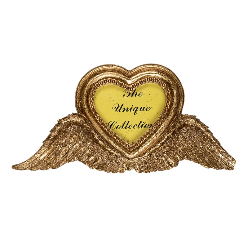 Clayre & Eef Photo Frame Heart 5x5 cm Gold colored Polyresin Heart-Shaped Wings