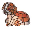 LumiLamp Tiffany Tischlampe Hund 25x17 cm Beige Glas