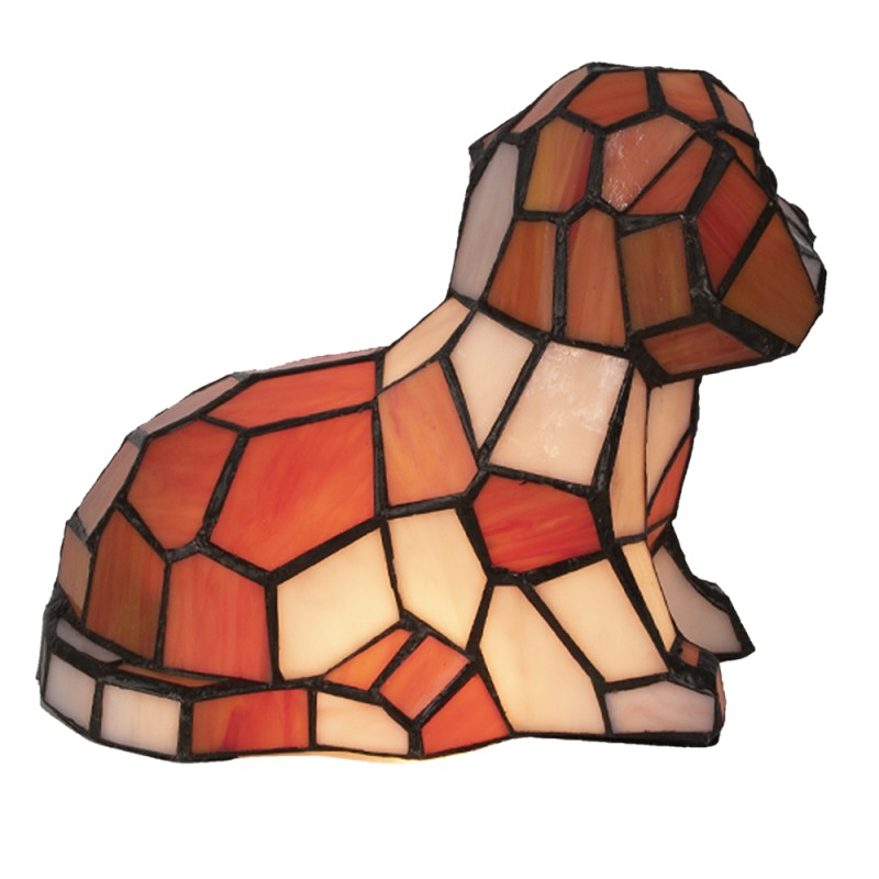 LumiLamp Tiffany Tischlampe Hund 25x17 cm Beige Glas