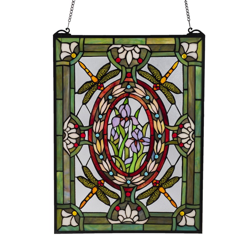 LumiLamp Glaspaneel Tiffany  46x1x61 cm Groen Glas Rechthoek Libelle