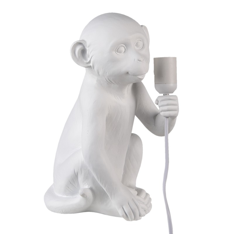 Clayre & Eef Table Lamp Monkey 21x19x34 cm White Polyresin