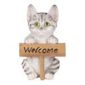 Clayre & Eef Figurine Chat 12x9x19 cm Blanc Gris Polyrésine Welcome