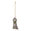 Clayre & Eef Christmas Ornament Dog 5x3x8 cm Grey Plastic