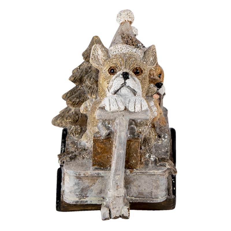 Clayre & Eef Figurine Dog 10x6x9 cm Grey Beige Polyresin