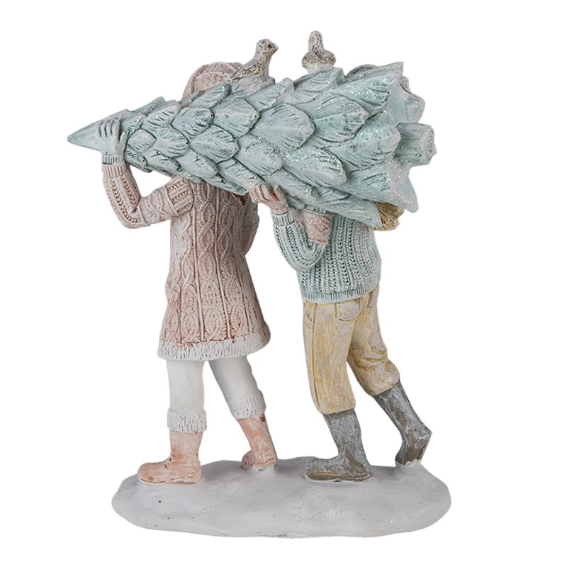 Clayre & Eef Figurine Enfants 15 cm Vert Rose Polyrésine