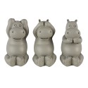 Clayre & Eef Decorative Figurine Set of 3 Hippopotamus 15x6x9 cm Grey Polyresin Hippopotamus