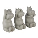 Clayre & Eef Figurine décorative set de 3 Hippopotame 15x6x9 cm Gris Polyrésine Hippopotame