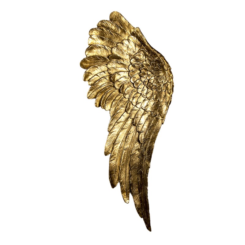 Clayre & Eef Decorative Figurine Set of 2 Wings 22x6x55 cm Gold colored Polyresin