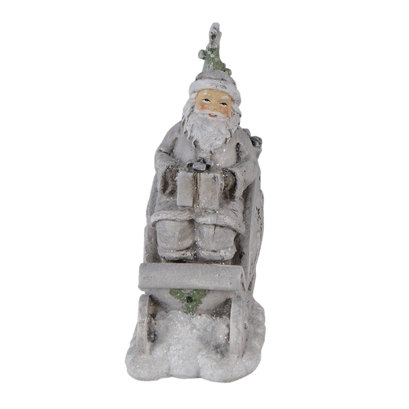 Clayre & Eef Figurine Santa Claus 10x6x13 cm Grey Polyresin