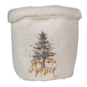 Clayre & Eef Aufbewahrungskorb Ø 15x15 cm Weiß Braun Synthetisch Rund Weihnachtsbaum