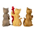 Clayre & Eef Figurine décorative set de 3 Chat 14x6x10 cm Beige Marron Polyrésine