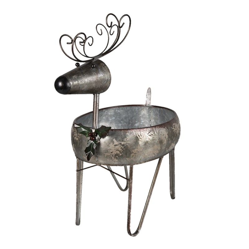 Clayre & Eef Planter Reindeer 35x28x54 cm Grey Brown Iron